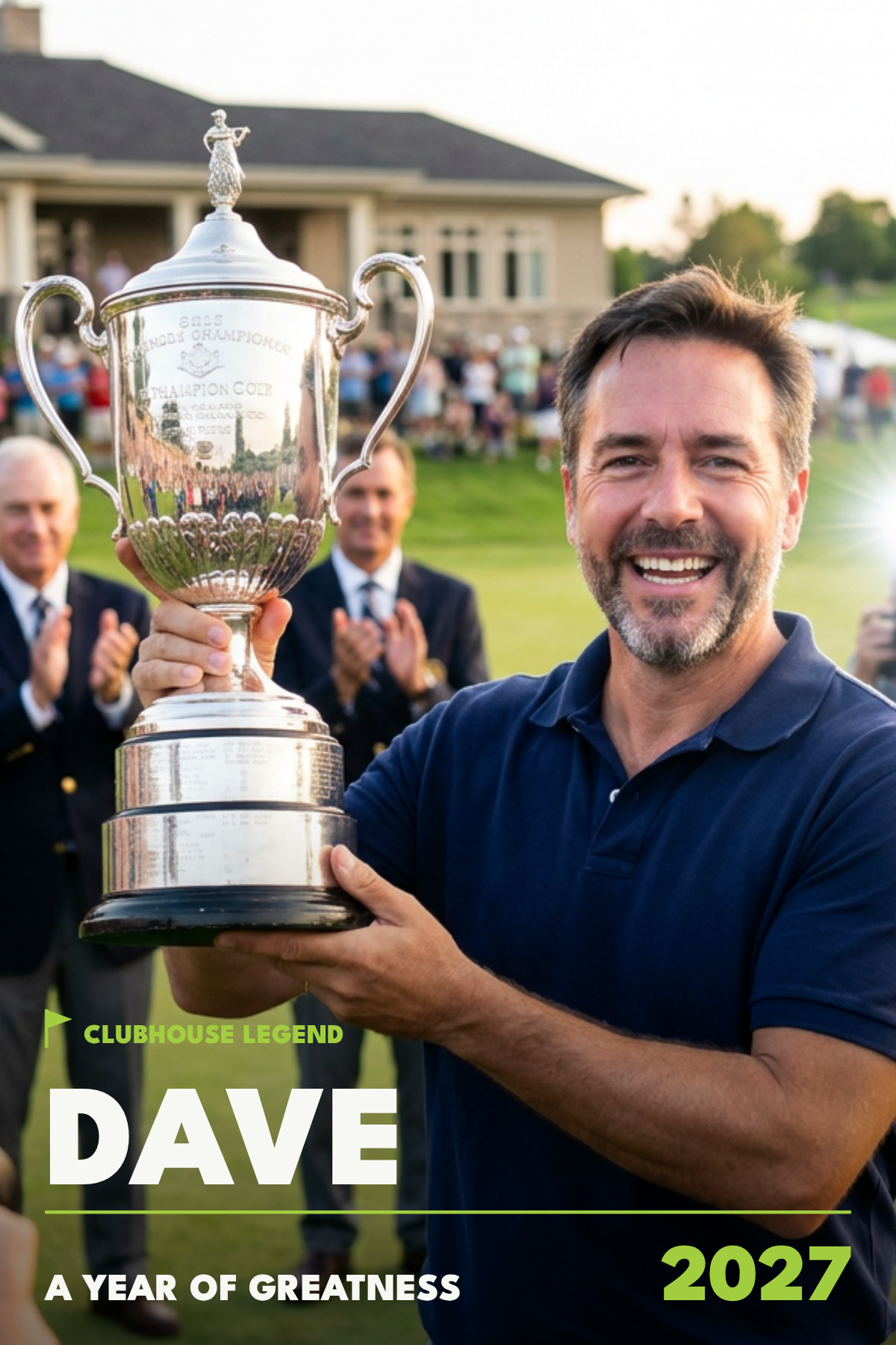Actual Clubhouse Legend print cover design personalized with Dave's name, A Year of Greatness, 2027